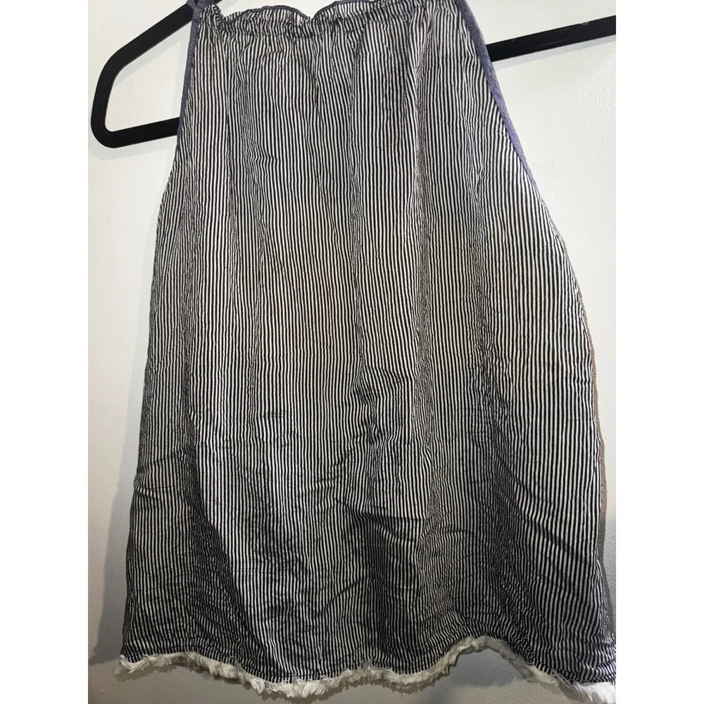 TML Boho Stripe Halter Tank Top Mustard Ikat Tassel Fringe Hem Medium - Picture 5 of 7